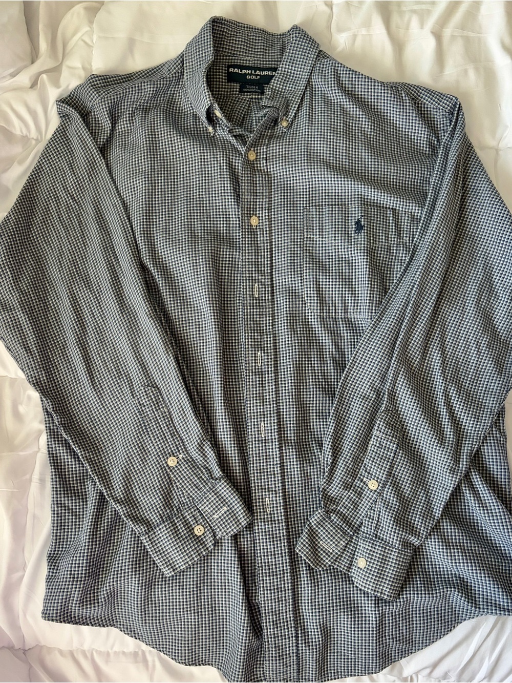 Ralph Lauren Navy and White Gingham Button-Down Shirt